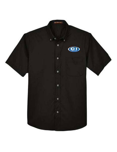 C-Innovation Harriton Men's Easy Blend™ Short-Sleeve Twill Shirt with Stain-Release